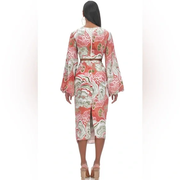 NWT Andrea Iyamah Swimwear Set Behati Abstract Mushroom Cropped Top  Size Large - Picture 2 of 3